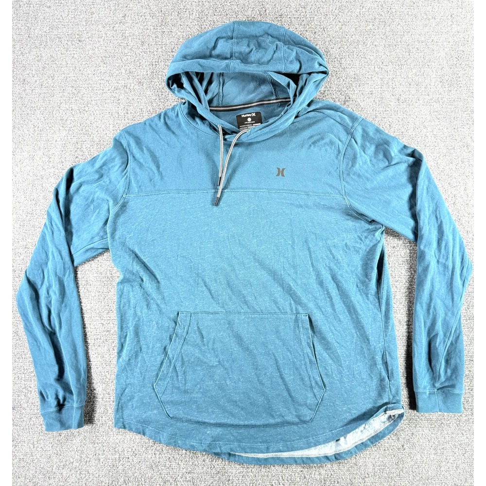 Hurley Nike Dri-FIT Mens Hoodie Large Teal Blue Long Sleeve Performance Shirt